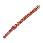 Braided leather wristband bracelet, 'Everyday Charm in Chestnut' - Leather Braided Wristband Bracelet in Chestnut from Thailand