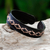 Leather cuff bracelet, 'Thai Pattern in Black' - Diamond Pattern Leather Cuff Bracelet in Black from Thailand (image 2) thumbail
