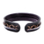 Leather cuff bracelet, 'Thai Pattern in Black' - Diamond Pattern Leather Cuff Bracelet in Black from Thailand (image 2c) thumbail