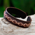 Leather cuff bracelet, 'Thai Pattern in Brown' - Diamond Pattern Leather Cuff Bracelet in Brown from Thailand (image 2) thumbail