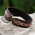 Leather cuff bracelet, 'Thai Pattern in Brown' - Diamond Pattern Leather Cuff Bracelet in Brown from Thailand (image 2b) thumbail