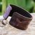 Leather cuff bracelet, 'Tribal Pattern in Dark Brown' - Tribal Pattern Dark Brown Leather Cuff Bracelet (image 2b) thumbail