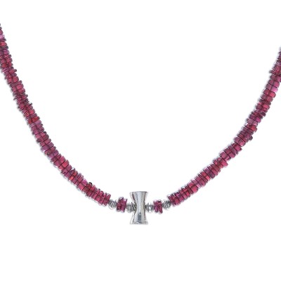 Garnet beaded necklace, 'Velvet Love' - Garnet and Karen Silver Beaded Necklace from Thailand