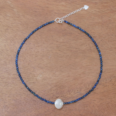 Aventurine beaded pendant necklace, 'Karen Cosmos' - Aventurine and Karen Silver Beaded Pendant Necklace