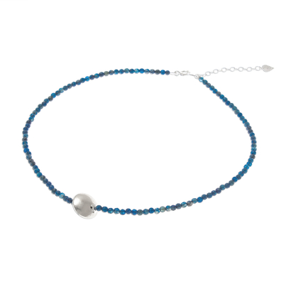 Aventurine beaded pendant necklace, 'Karen Cosmos' - Aventurine and Karen Silver Beaded Pendant Necklace