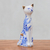 Estatuilla de porcelana Benjarong, 'Gato floral dulce' - Estatuilla de gato de porcelana floral Benjarong (7,5 pulg.)