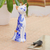 Benjarong porcelain statuette, 'Happy Floral Cat' (7.5 inch) - Floral Benjarong Porcelain Cat Statuette (7.5 in.)
