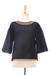 Cotton blouse, 'Vibrant Waves in Black' - Cotton Blouse in Black from Thailand (image 2d) thumbail
