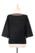 Cotton blouse, 'Vibrant Waves in Black' - Cotton Blouse in Black from Thailand (image 2f) thumbail