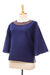 Cotton blouse, 'Vibrant Waves in Indigo' - Cotton Blouse in Indigo from Thailand (image 2e) thumbail