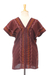Cotton blouse, 'Karen Style in Mahogany' - Wavy Embroidered Cotton Blouse in Mahogany from Thailand (image 2c) thumbail