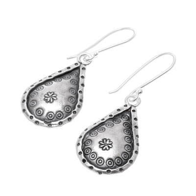 Silver dangle earrings, 'Refreshing Drops' - Drop-Shaped Karen Silver Dangle Earrings from Thailand