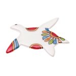 Ceramic brooch pin, 'Floral Sea Turtle' - Floral Ceramic Sea Turtle Brooch from Thailand