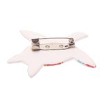 Ceramic brooch pin, 'Floral Sea Turtle' - Floral Ceramic Sea Turtle Brooch from Thailand