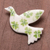 Ceramic brooch pin, 'Lucky Dove' - Four-Leaf Clover Ceramic Dove Brooch from Thailand