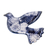 Broschennadel aus Keramik - Blaue florale Keramik-Taubenbrosche aus Thailand