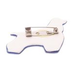 Ceramic brooch pin, 'Midnight Cocker Spaniel' - Blue Floral Ceramic Cocker Spaniel Brooch from Thailand