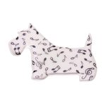Ceramic brooch pin, 'Scottish Terrier Melody' - Music-Themed Ceramic Scottish Terrier Brooch from Thailand