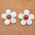 Quartz and carnelian clip-on earrings, 'White Flower Garden' - Floral Quartz and Carnelian Clip-On Earrings from Thailand