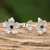 Garnet stud earrings, 'Winter Blooms' - Floral Garnet Stud Earrings from Thailand (image 2b) thumbail