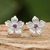 Amethyst stud earrings, 'Winter Blooms' - Floral Amethyst Stud Earrings from Thailand thumbail