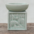 Celadon ceramic oil warmer, 'Elephant Jungle' - Elephant-Themed Celadon Ceramic Oil Warmer from Thailand