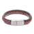 Braided leather wristband bracelet, 'Cool Style in Russet' - Russet Leather Braided Wristband Bracelet from Thailand