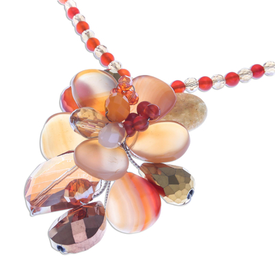 Halskette mit Perlenanhänger und mehreren Edelsteinen - Multi-Edelstein-Perlen-Cluster-Anhänger-Halskette aus Thailand