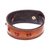 Carnelian and leather wristband bracelet, 'Fiery Meteor' - Carnelian and Brown Leather Wristband Bracelet from Thailand