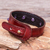 Amethyst and leather wristband bracelet, 'Mystical Meteor' - Amethyst and Red Leather Wristband Bracelet from Thailand (image 2b) thumbail