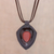 Jasper and leather pendant necklace, 'Bold Shield' - Jasper and Leather Pendant Necklace from Thailand thumbail