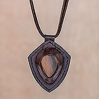 Tigers eye pendant necklace, Bold Shield