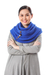 Cotton convertible scarf, 'Dreamscape in Blue' - Knit Cotton Convertible Scarf in Blue from Thailand