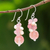 Quartz and cultured pearl beaded dangle earrings, 'Soft Pink Love' - Pink Quartz and Cultured Pearl Beaded Dangle Earrings thumbail
