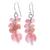 Quartz and cultured pearl beaded dangle earrings, 'Soft Pink Love' - Pink Quartz and Cultured Pearl Beaded Dangle Earrings (image 2a) thumbail