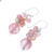 Quartz and cultured pearl beaded dangle earrings, 'Soft Pink Love' - Pink Quartz and Cultured Pearl Beaded Dangle Earrings (image 2c) thumbail