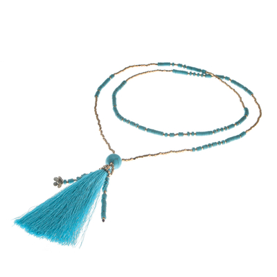 Calcite beaded pendant necklace, 'Boho Mood' - Bohemian Calcite Beaded Pendant Necklace from Thailand
