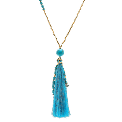 Calcite beaded pendant necklace, 'Boho Mood' - Bohemian Calcite Beaded Pendant Necklace from Thailand