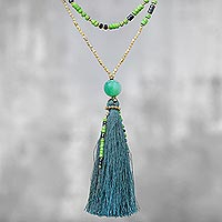 Multi-gemstone beaded pendant necklace, 'Boho Mood' - Bohemian Multi-Gemstone Beaded Pendant Necklace
