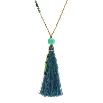 Beaded pendant necklace, 'Boho Mood' - Bohemian Multi-Gemstone Beaded Pendant Necklace