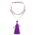 Quartz beaded pendant necklace, 'Boho Mood in Purple' - Bohemian Purple Quartz Beaded Pendant Necklace