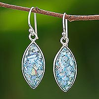 Roman glass dangle earrings, 'Ancient Marquise'