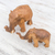 Teak wood sculptures, 'Elephant Father and Son' (pair) - Teak Wood Elephant Father and Son Sculptures (Pair)
