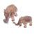 Teak wood sculptures, 'Elephant Father and Son' (pair) - Teak Wood Elephant Father and Son Sculptures (Pair)