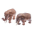 Teak wood sculptures, 'Elephant Buddies' (pair) - Handmade Teak Wood Elephant Sculptures from Thailand (Pair)
