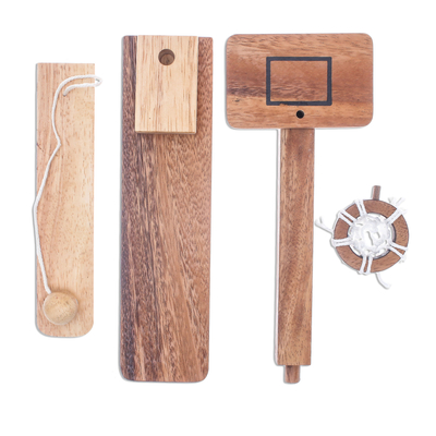 Holzspiel - Raintree Wood Miniatur-Basketballspiel aus Thailand