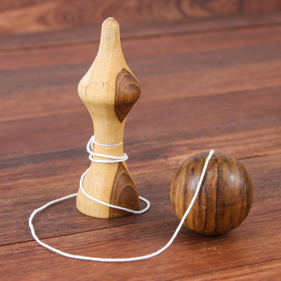 Wood toy, 'Kendama Joy' - Raintree Wood Kendama Ball Game from Thailand