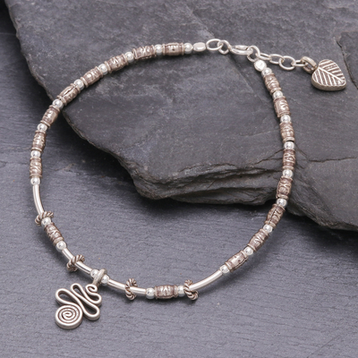 Silver beaded charm bracelet, Spiral Hill Tribe
