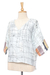 Blusa batik de algodón, 'Elegant Veins' - Blusa batik de algodón blanca con motivo de venas de Tailandia