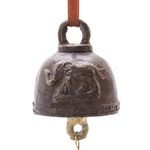 Brass bell, 'Antique Sound' - Oxidized Elephant Motif Brass Bell Crafted in Thailand